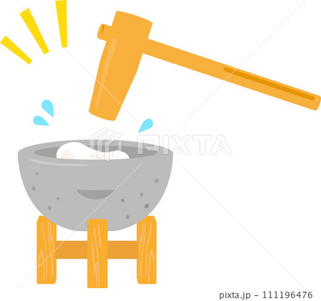 餅つき用の石臼と杵 111196476