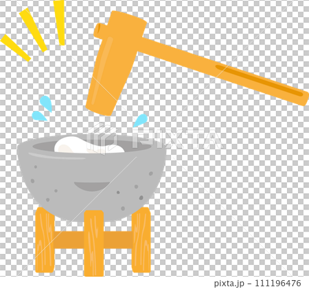 餅つき用の石臼と杵 111196476