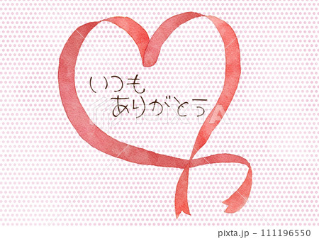 母の日のリボンと水玉模様の背景のイラスト 111196550