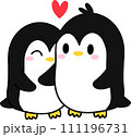 Penguin Couple in Love, Hand Drawn, and Cartoon  Illustration 111196731