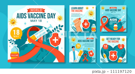 Aids Vaccine Day Social Media Post Flat Cartoon Hand Drawn Templates Background Illustration 111197120