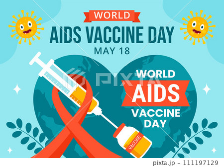 Aids Vaccine Day Social Media Background Flat Cartoon Hand Drawn Templates Illustration 111197129