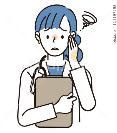 困っている女性医師 困っている女性医師 111197392