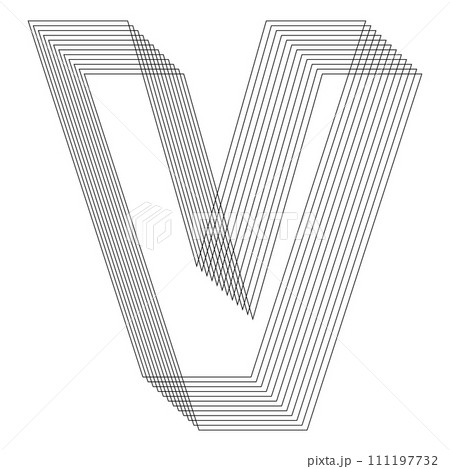 V Letter. 3D Geometric letter. Streetwear stile.  111197732