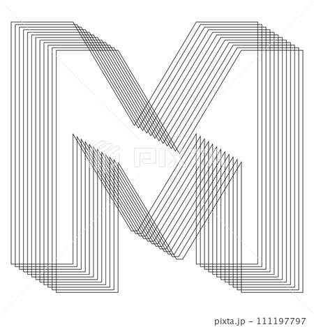 M Letter. 3D Geometric letter. Streetwear stile.  111197797
