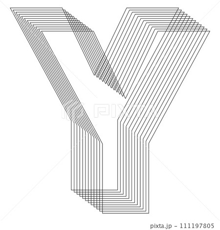Y Letter. 3D Geometric letter. Streetwear stile.  111197805