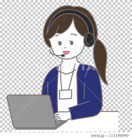 一位女操作員看著電腦說話 一位女操作員看著電腦說話 111198940