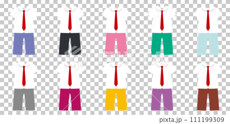 Colorful and simple boy's school uniform icon set A (white shirt summer uniform without belt)/uniform Colorful and simple boy's school uniform icon set A (white shirt summer uniform without belt)/uniform 111199309