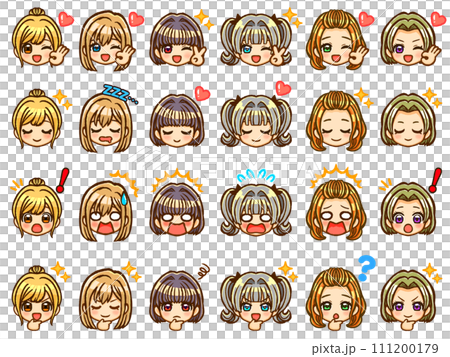 赤壁人物臉部表情圖示素材套裝2,適合華麗髮色的女孩 赤壁人物臉部表情圖示素材套裝2,適合華麗髮色的女孩 111200179