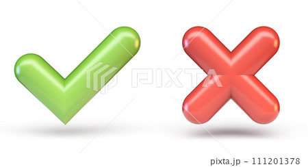 Green correct and red incorrect sign 3D 111201378