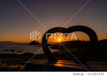 爪木崎の朝焼け 水仙の咲く絶景 爪木崎の朝焼け 水仙の咲く絶景 111201393
