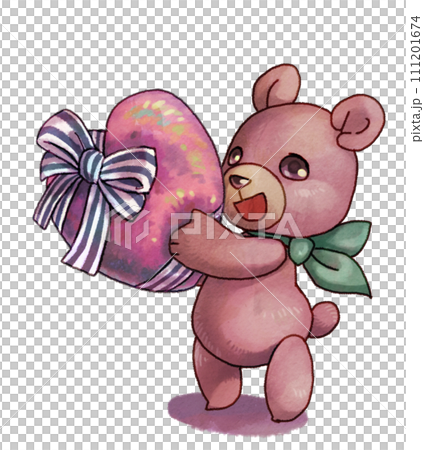 Teddy bear with a heart-shaped present Teddy bear with a heart-shaped present 111201674