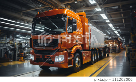 Truck factory. Truck assembly.  Generative AI 111202006