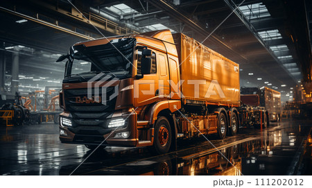 Truck factory. Truck assembly.  Generative AI 111202012