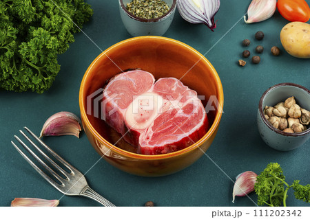 Raw beef bones for soup. Raw beef bones for soup. 111202342