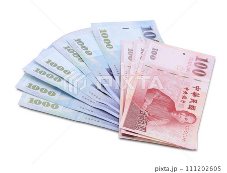 Taiwan dollar banknotes background 111202605