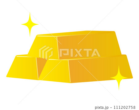 光っている2段に積み重ねた金塊のイラスト 111202758