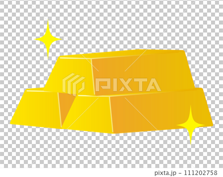 光っている2段に積み重ねた金塊のイラスト 111202758