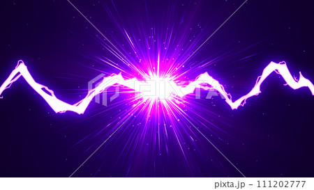 ぶつかって火花を飛ばす紫色の雷 111202777