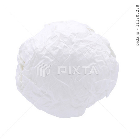 White crumbled paper ball isolated over the white background White crumbled paper ball isolated over the white background 111203259