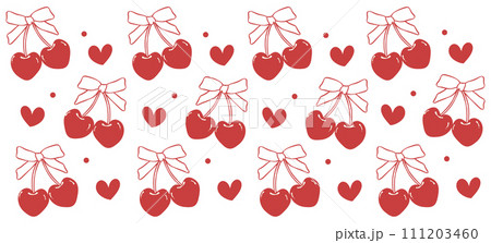 Coquette Heart Cherry Retro Trendy Beer Can Glass Wrap isolated on white background. Coquette Heart Cherry Retro Trendy Beer Can Glass Wrap isolated on white background. 111203460