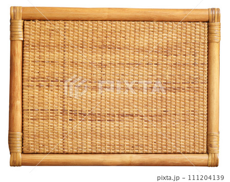 Detail handcraft rattan weaving. Wicker basket texture with frame. Detail handcraft rattan weaving. Wicker basket texture with frame. 111204139