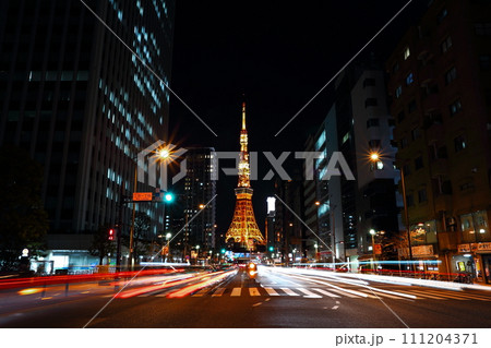 東京タワー　夜の景色 111204371