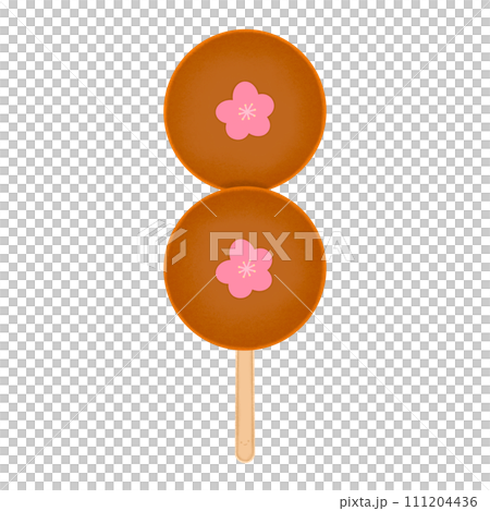 Dango Cartoon illustration Pink Sakura Dango Isolated Colorful Dango Brown Dango Japanese Dessert 111204436