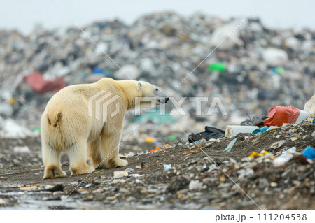 Plastic waste pollution, trash damages environment and ecology balance on earth Plastic waste pollution, trash damages environment and ecology balance on earth 111204538