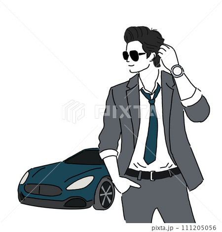 高級車と男性 高級車と男性 111205056