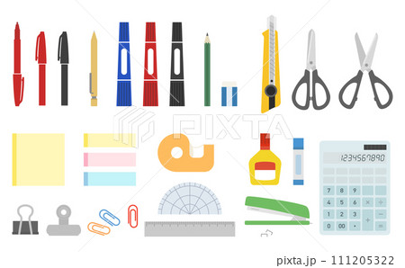 文房具シンプルイラストセット 111205322