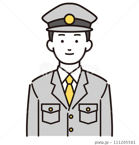 正面を向く警察官イラスト 111205581