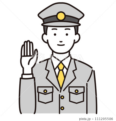 挙手をする警察官イラスト 挙手をする警察官イラスト 111205586