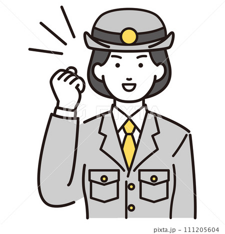 ガッツポーズをする警察官イラスト 111205604