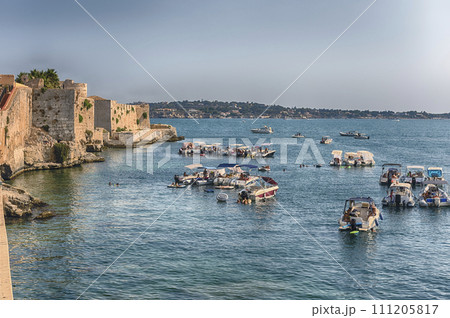 View of the scenic waterfront of Ortygia, Syracuse, Sicily, Italy 111205817