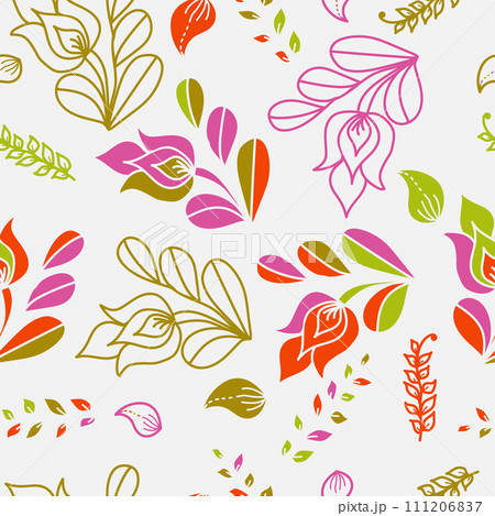 Floral brush strokes seamless pattern. Design for fashion textiles, graphics, backgrounds and crafts.  111206837