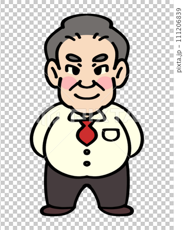 後ろで腕を組む中年おじさんのイラスト素材 111206839