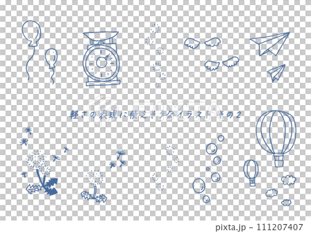 軽さの表現に使えそうなラフな手描きのイラストその2 軽さの表現に使えそうなラフな手描きのイラストその2 111207407