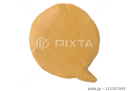 Orange speech bubble plasticine isolated on white background 111207842