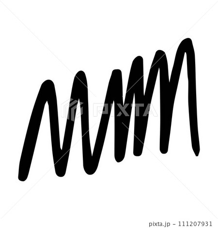 Scribble brush abstract element, charcoal stroke curly line set illustration for background design 111207931