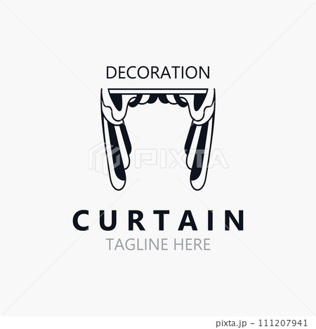 Curtain logo decoration style minimalist elegant vector design illustration Curtain logo decoration style minimalist elegant vector design illustration 111207941