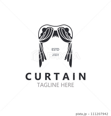 Curtain logo decoration style minimalist elegant vector design illustration 111207942