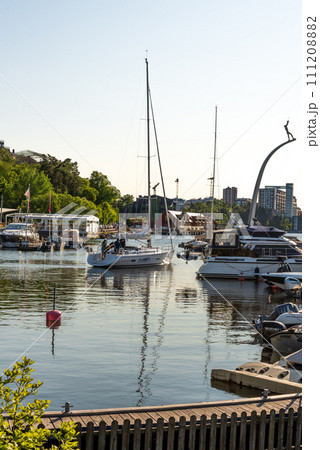 Boats docked at a harbor, Nacka, Stockholm Boats docked at a harbor, Nacka, Stockholm 111208882