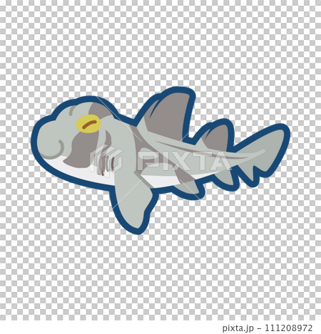 かわいいポートジャクソンネコザメのイラスト	 111208972