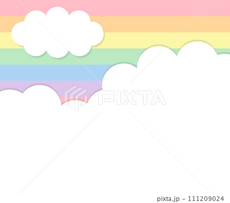 虹色の背景と雲のイラスト素材　 111209024