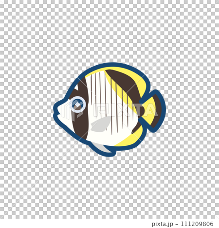かわいいニセフウライチョウチョウウオのイラスト かわいいニセフウライチョウチョウウオのイラスト 111209806