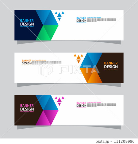 Vector set of landscape banner background design concept. Web background business layout template 111209986