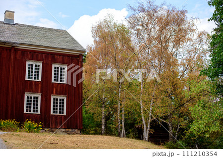 Skansen park in Stockholm, ancient swedish farm 111210354