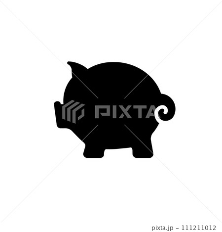 Pig silhouette illustration. Vector black glyph icon isolated on white background. 111211012