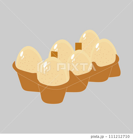 Egg vector illustration, Collection of whole, broken, fried, yolks, eggshells and boiled eggs. Whole and broken white and yellow fresh raw eggs. 111212710
